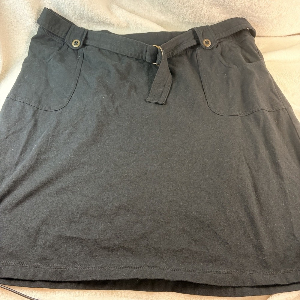 Merona Black Utility Mini Skirt Cotton Belted Pockets XL Casual Everyday Boho